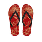 Chinese Phoenix Print Flip Flops