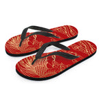Chinese Phoenix Print Flip Flops