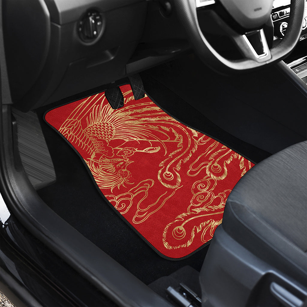 Chinese Phoenix Print Front and Back Car Floor Mats