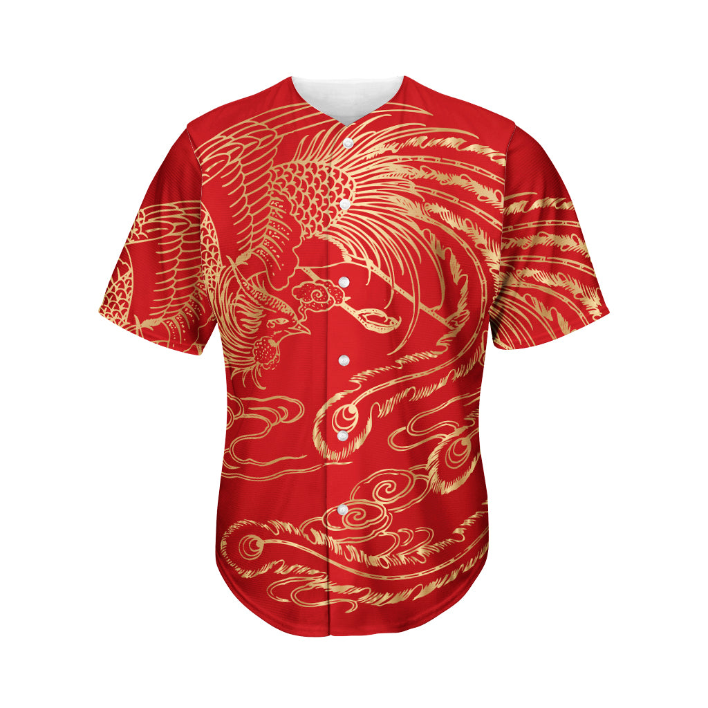 Chinese Phoenix Print Men's Baseball Jersey