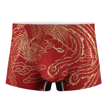 Chinese Phoenix Print Men's Boxer Briefs