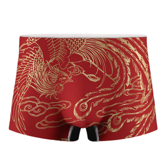 Chinese Phoenix Print Men's Boxer Briefs