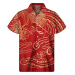 Chinese Phoenix Print Men's Short Sleeve Shirt