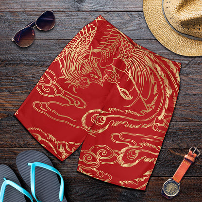 Chinese Phoenix Print Men's Shorts