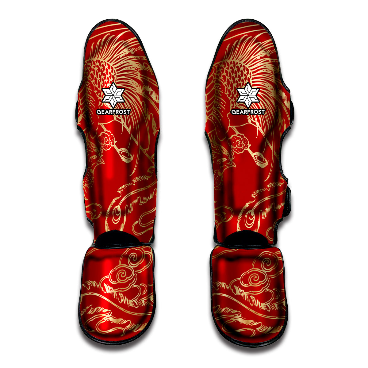 Chinese Phoenix Print Muay Thai Shin Guard