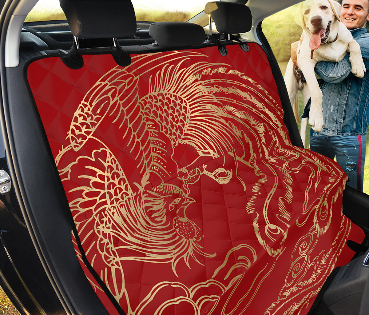 Chinese Phoenix Print Pet Car Back Seat Cover