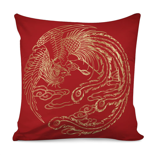Chinese Phoenix Print Pillow Cover