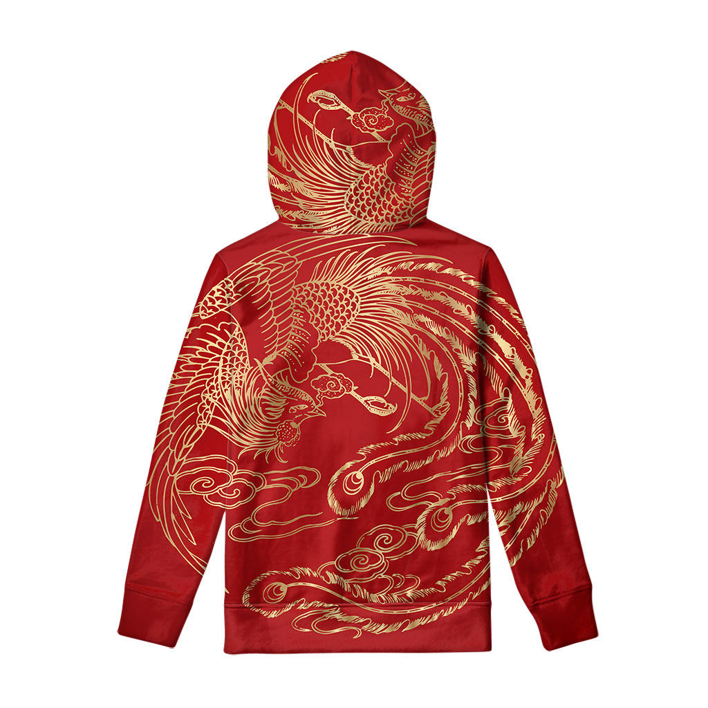 Chinese Phoenix Print Pullover Hoodie
