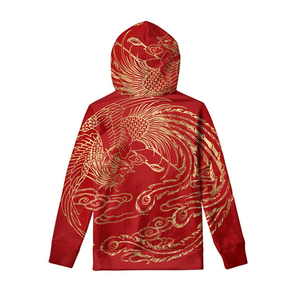 Chinese Phoenix Print Pullover Hoodie