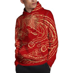 Chinese Phoenix Print Pullover Hoodie