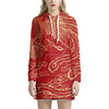 Chinese Phoenix Print Pullover Hoodie Dress