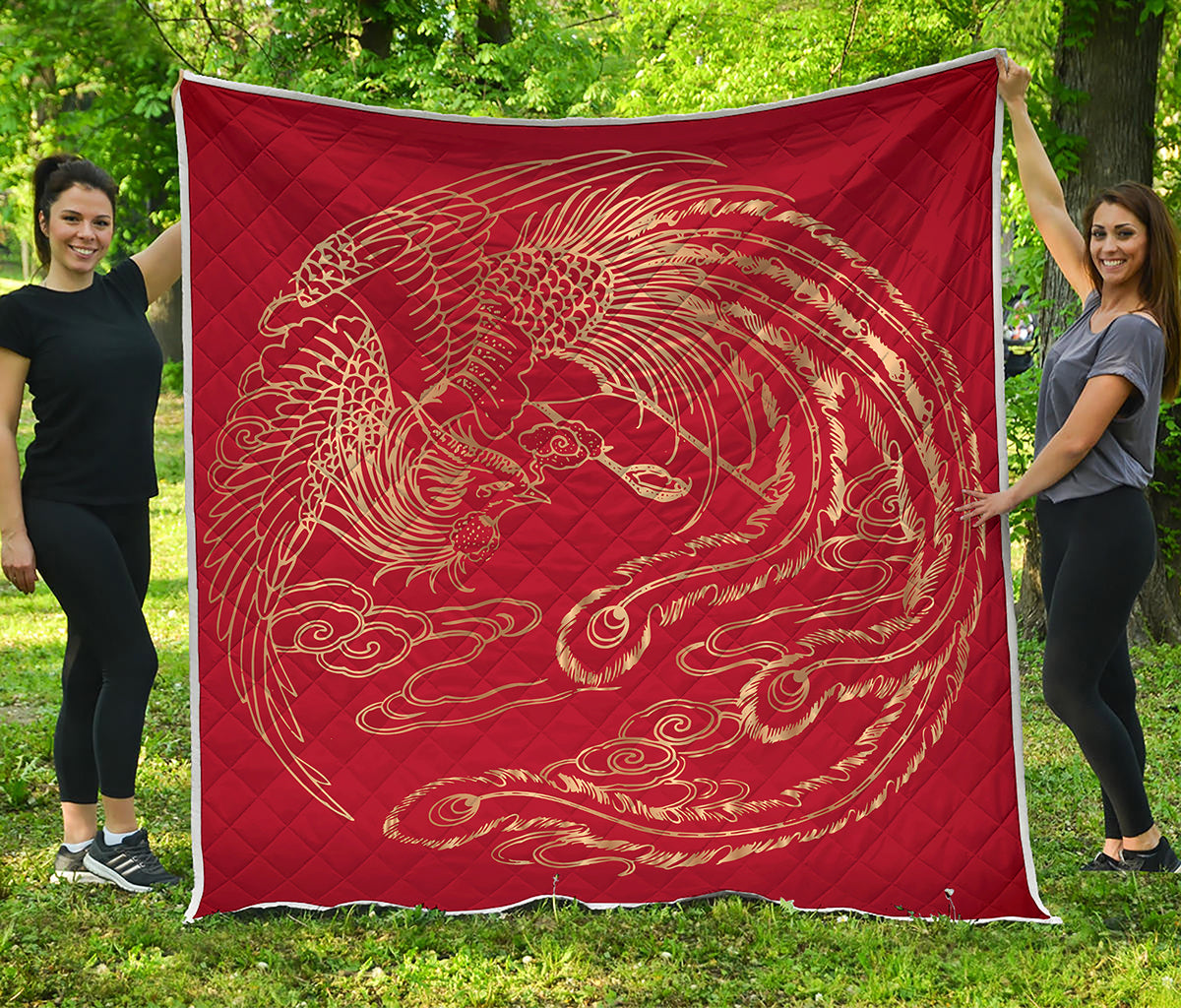 Chinese Phoenix Print Quilt