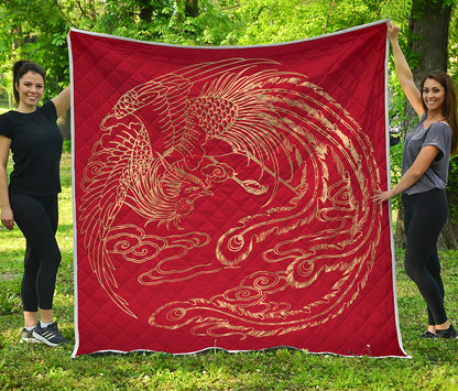 Chinese Phoenix Print Quilt