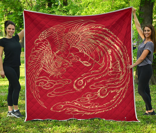 Chinese Phoenix Print Quilt