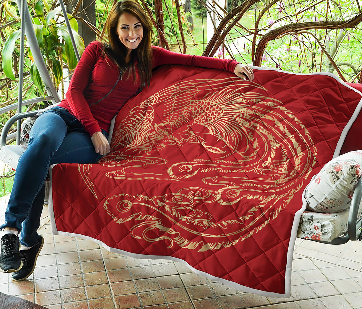 Chinese Phoenix Print Quilt