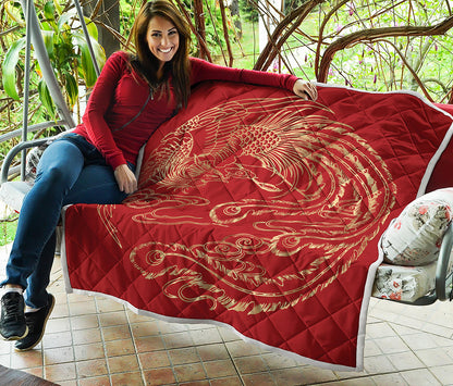 Chinese Phoenix Print Quilt