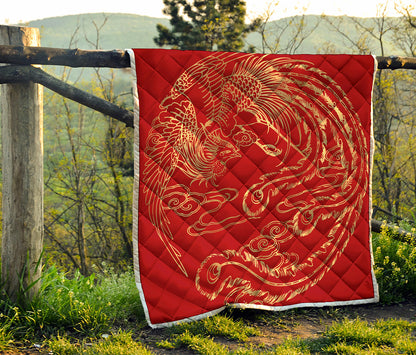 Chinese Phoenix Print Quilt