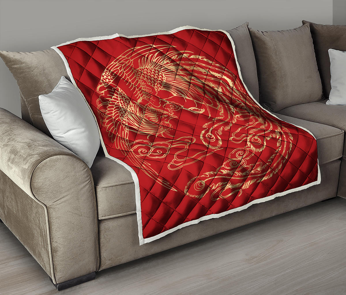 Chinese Phoenix Print Quilt