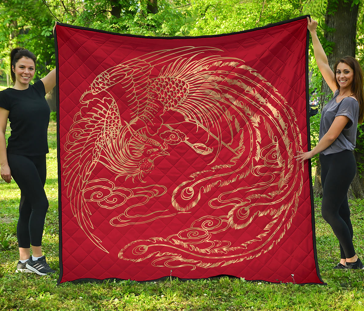Chinese Phoenix Print Quilt