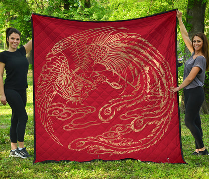 Chinese Phoenix Print Quilt