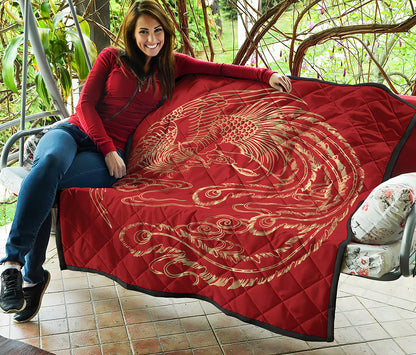 Chinese Phoenix Print Quilt