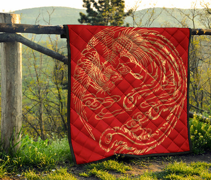 Chinese Phoenix Print Quilt