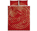 Chinese Phoenix Print Quilt Bed Set