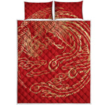 Chinese Phoenix Print Quilt Bed Set