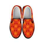 Chinese Prosperity Symbol Pattern Print Black Slip On Shoes