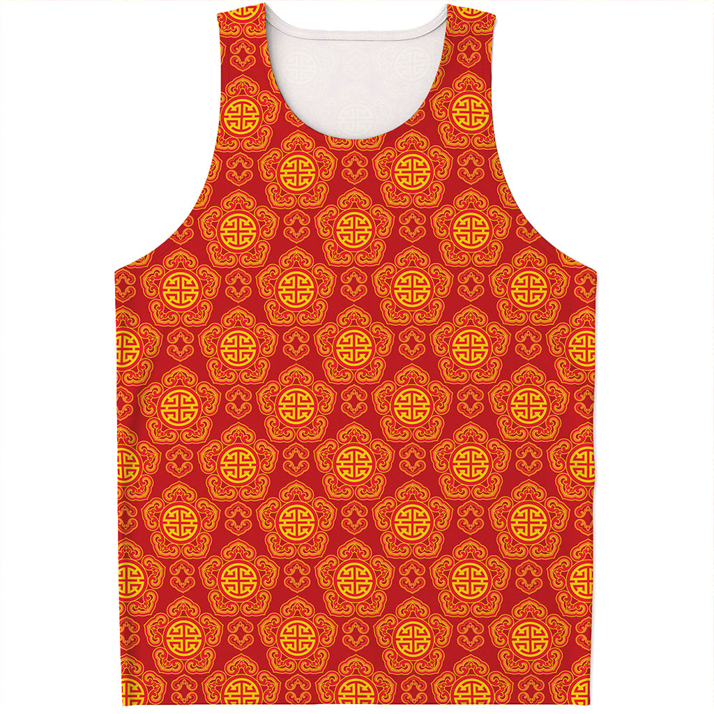 Chinese Prosperity Symbol Pattern Print Men's Tank Top