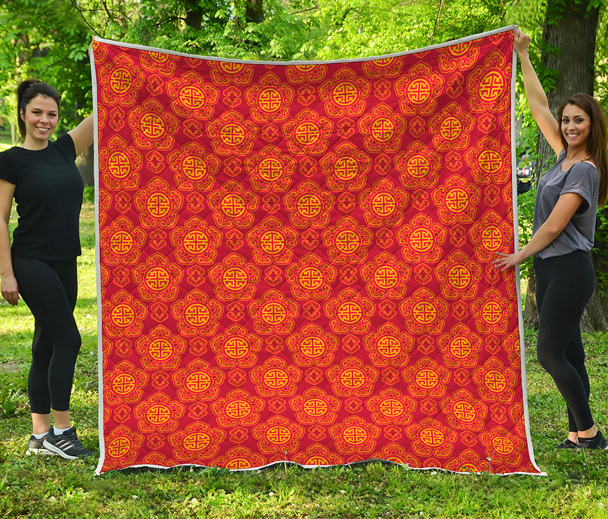 Chinese Prosperity Symbol Pattern Print Quilt