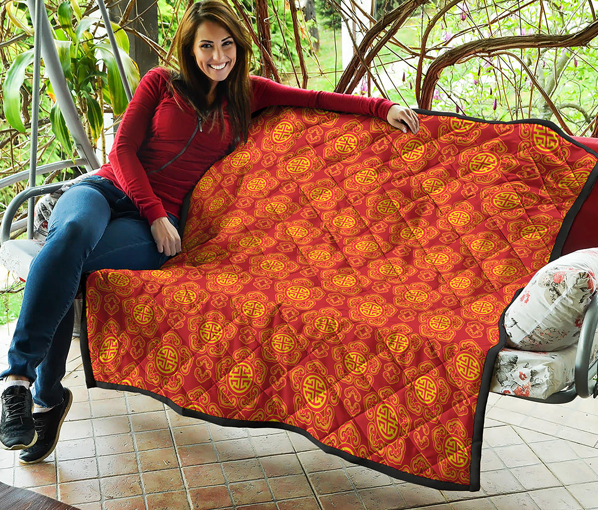 Chinese Prosperity Symbol Pattern Print Quilt