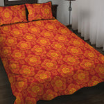 Chinese Prosperity Symbol Pattern Print Quilt Bed Set