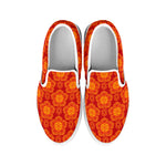 Chinese Prosperity Symbol Pattern Print White Slip On Shoes