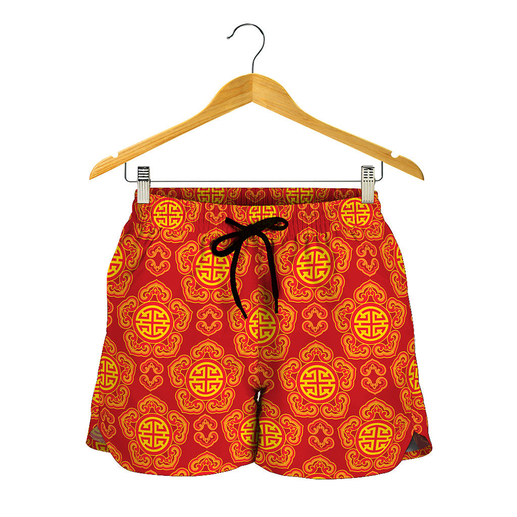 Chinese Prosperity Symbol Pattern Print Women's Shorts