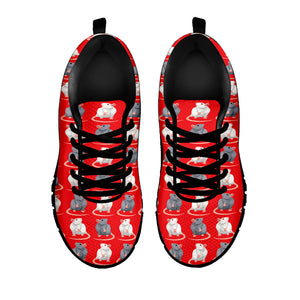 Chinese Rat Zodiac Pattern Print Black Sneakers