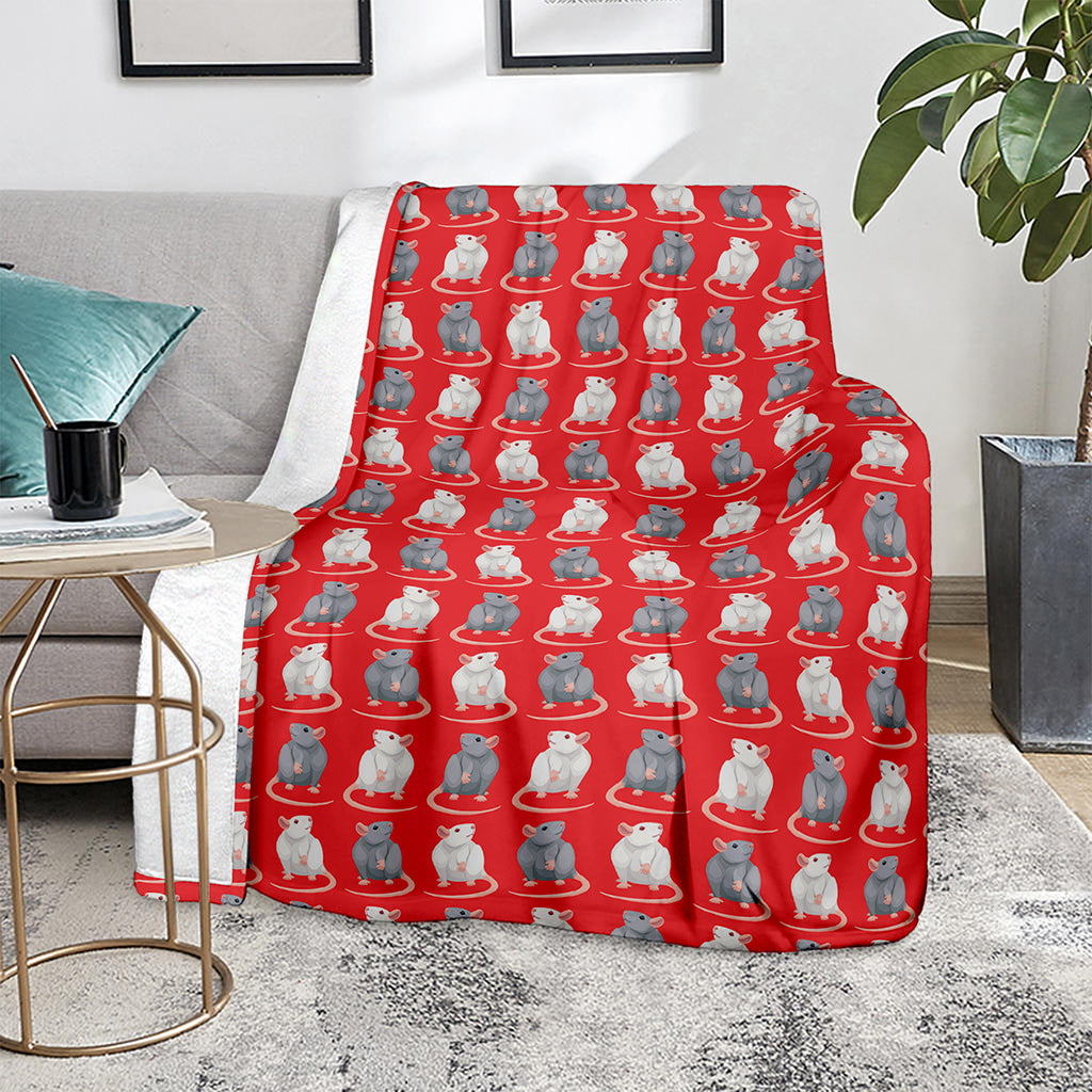 Chinese Rat Zodiac Pattern Print Blanket