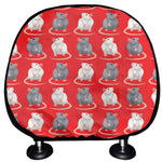 Chinese Rat Zodiac Pattern Print Car Headrest Covers