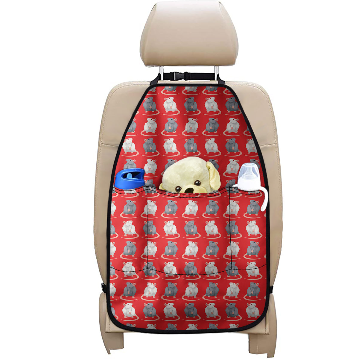 Chinese Rat Zodiac Pattern Print Car Seat Organizers