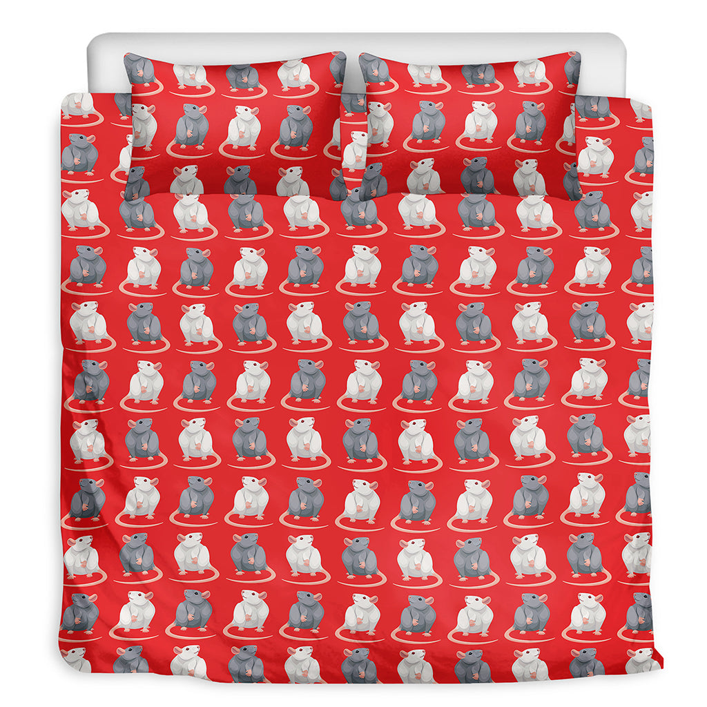 Chinese Rat Zodiac Pattern Print Duvet Cover Bedding Set