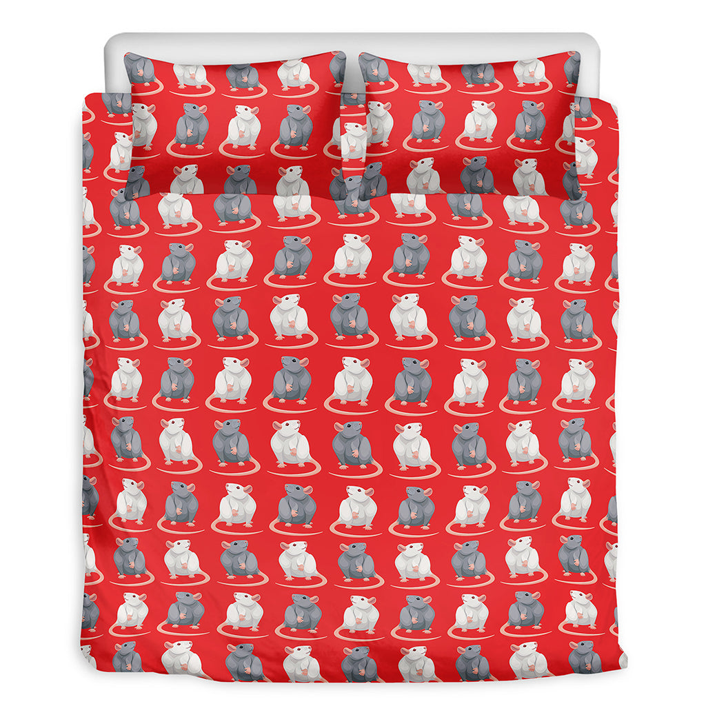 Chinese Rat Zodiac Pattern Print Duvet Cover Bedding Set