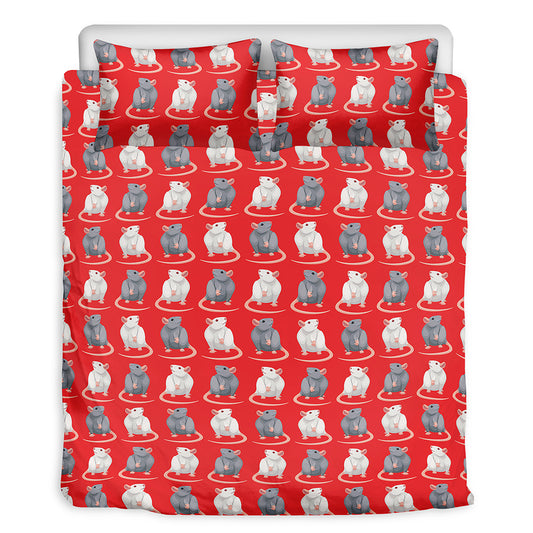 Chinese Rat Zodiac Pattern Print Duvet Cover Bedding Set