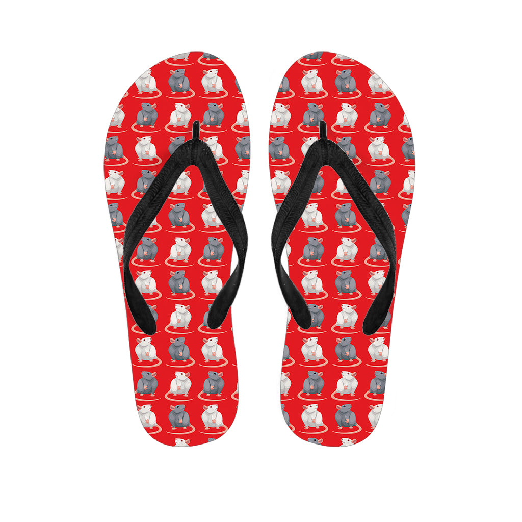 Chinese Rat Zodiac Pattern Print Flip Flops