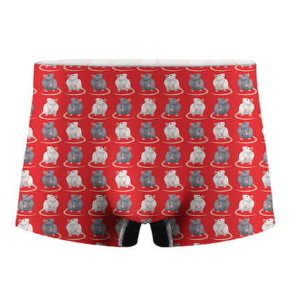 Chinese Rat Zodiac Pattern Print Men's Boxer Briefs