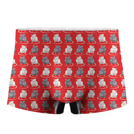 Chinese Rat Zodiac Pattern Print Men's Boxer Briefs