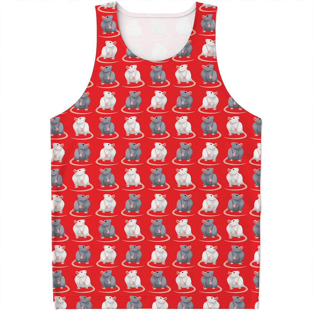 Chinese Rat Zodiac Pattern Print Men's Tank Top