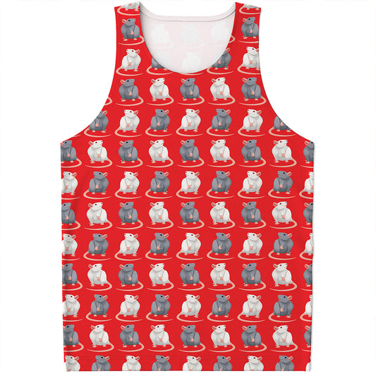 Chinese Rat Zodiac Pattern Print Men's Tank Top