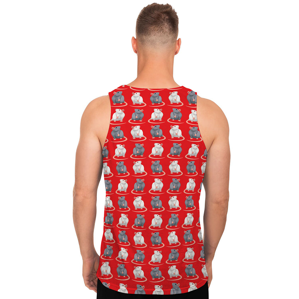 Chinese Rat Zodiac Pattern Print Men's Tank Top