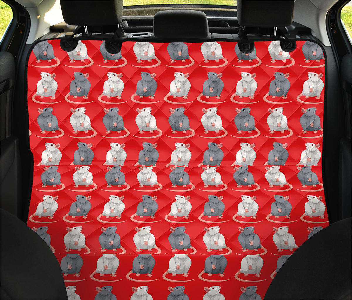 Chinese Rat Zodiac Pattern Print Pet Car Back Seat Cover