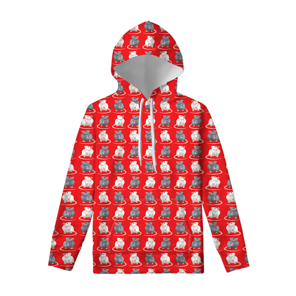 Chinese Rat Zodiac Pattern Print Pullover Hoodie